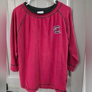 Reebok Womans Large Red SC Gamecocks Shirt ¾ Sleeve